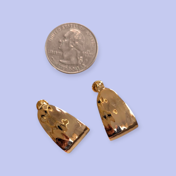 Vintage Napier Hammered Gold Screw Back Loop Earrings - Picture 3 of 4